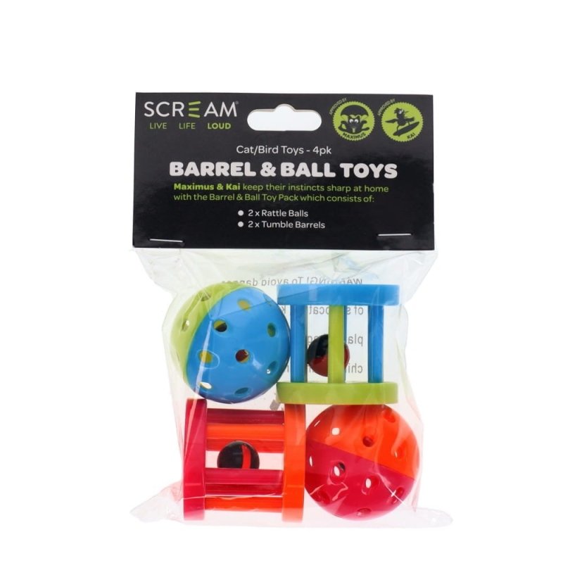 Scream Barrel And Ball Toy Pack Multicolour 4Pk