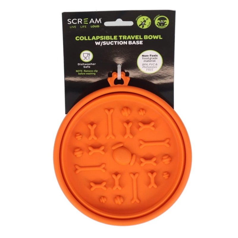 Scream Collapsible Travel Bowl Silicone W/Suction Base Large