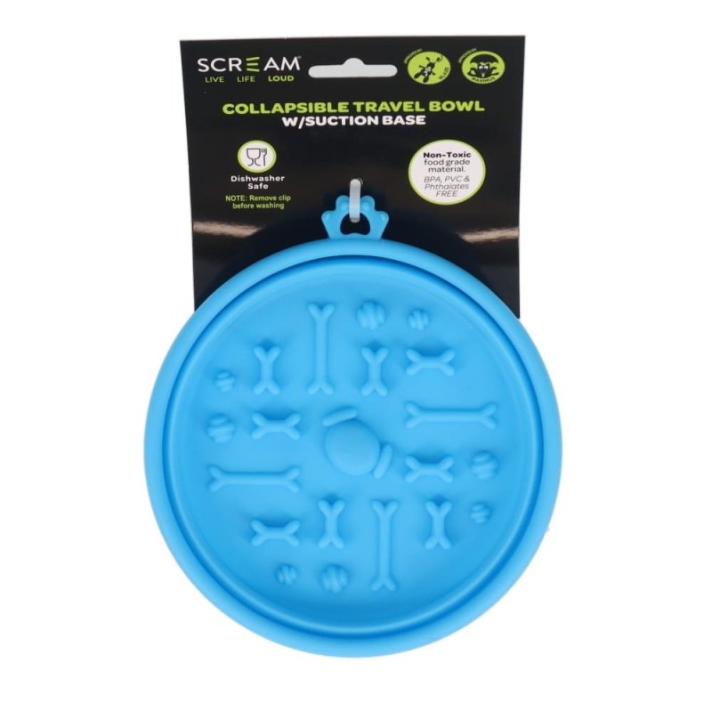 Scream Collapsible Travel Bowl Silicone W/Suction Base Large