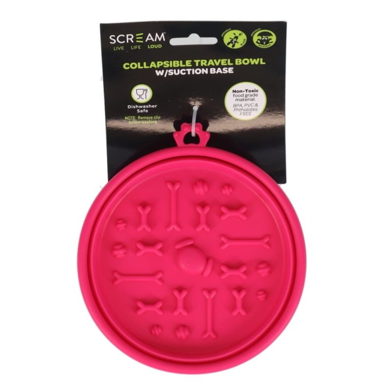 Scream Collapsible Travel Bowl Silicone W/Suction Base Large