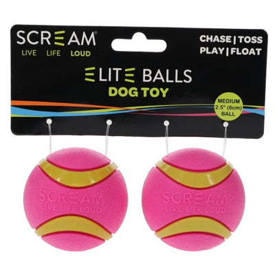 Scream Elite Ball 2Pk - Medium - Just For Pets Australia