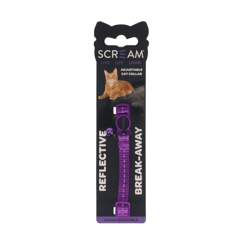 Scream Reflective Adj. Nylon Cat Collar