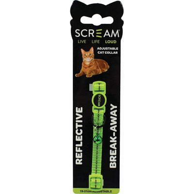 Scream Reflective Adj. Nylon Cat Collar - Just For Pets Australia