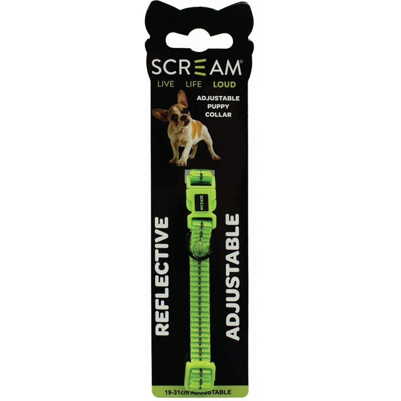 Scream Reflective Adj. Nylon Puppy Collar