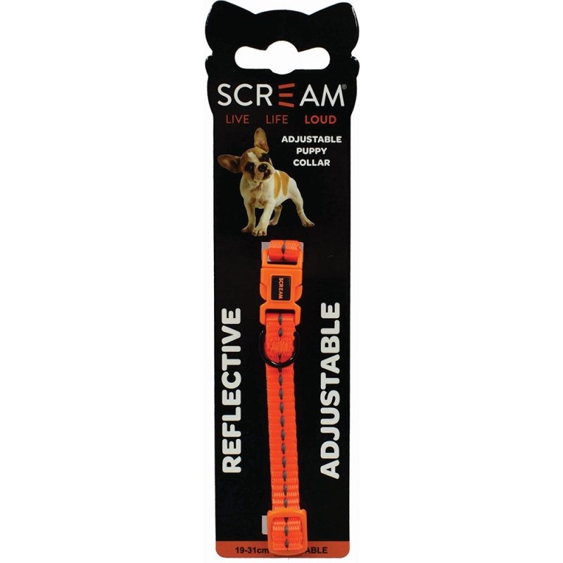Scream Reflective Adj. Nylon Puppy Collar