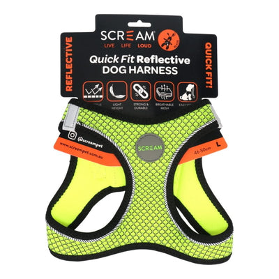 Scream Small Dog Quick Fit Reflective Dog Harness Large - Just For Pets Australia
