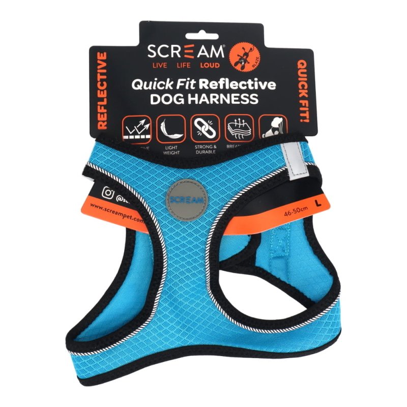 Scream Small Dog Quick Fit Reflective Dog Harness Large