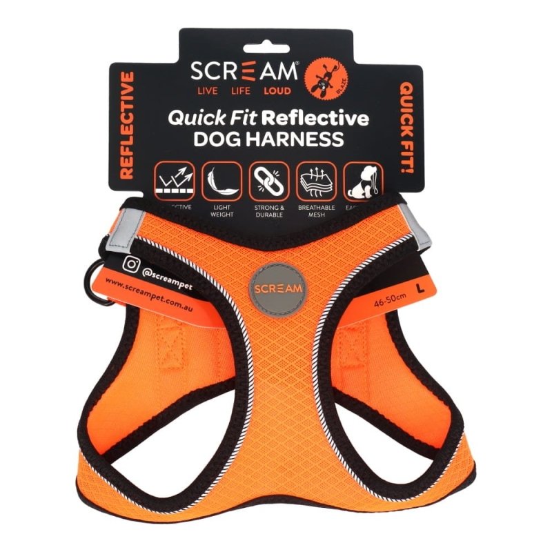 Scream Small Dog Quick Fit Reflective Dog Harness Large