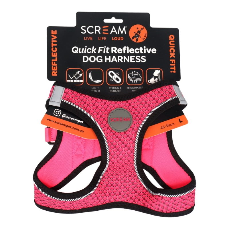 Scream Small Dog Quick Fit Reflective Dog Harness Large