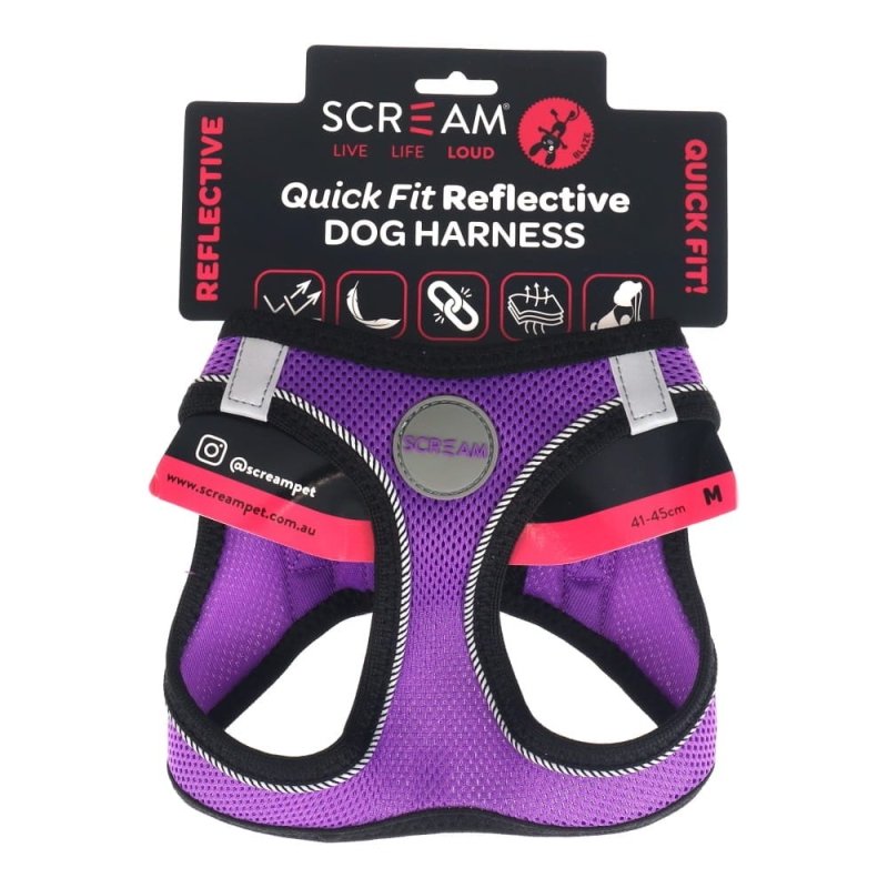 Scream Small Dog Quick Fit Reflective Dog Harness Medium