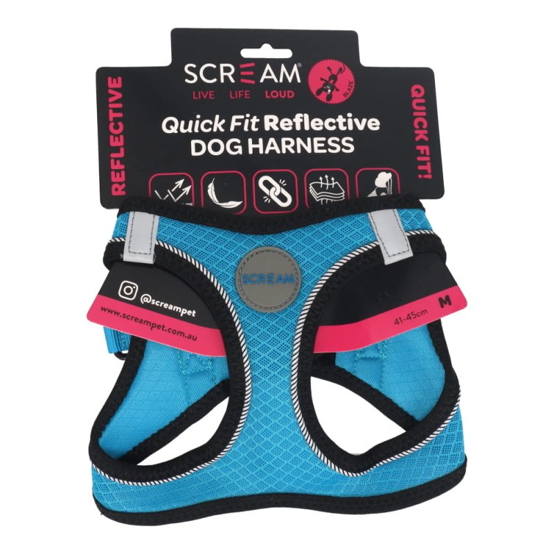 Scream Small Dog Quick Fit Reflective Dog Harness Medium
