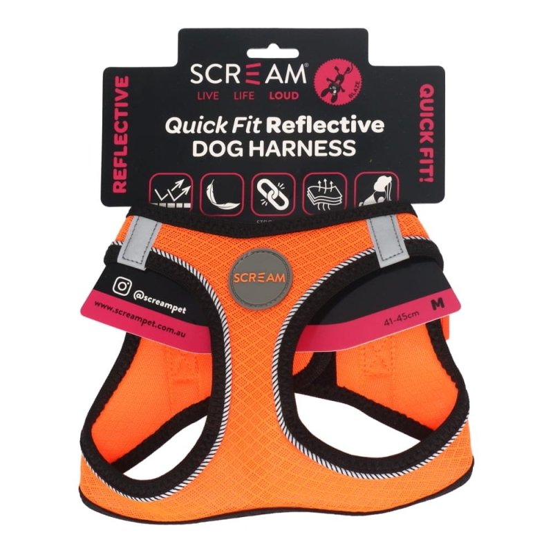 Scream Small Dog Quick Fit Reflective Dog Harness Medium