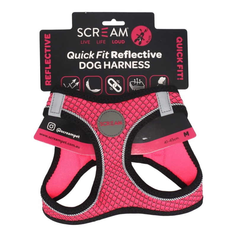 Scream Small Dog Quick Fit Reflective Dog Harness Medium