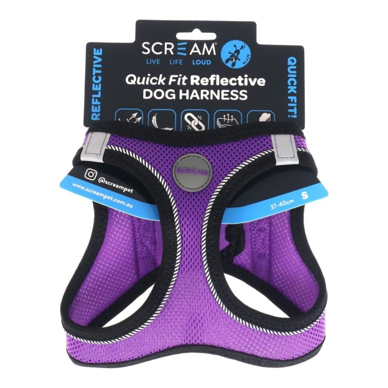 Scream Small Dog Quick Fit Reflective Dog Harness Small