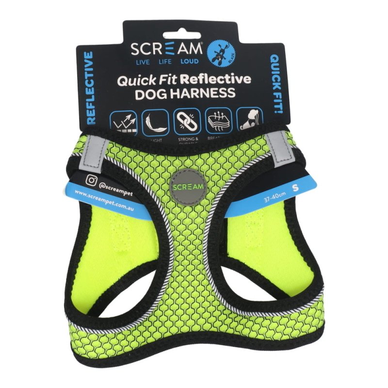 Scream Small Dog Quick Fit Reflective Dog Harness Small