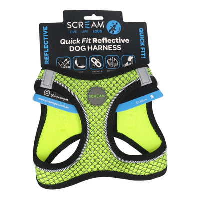 Scream Small Dog Quick Fit Reflective Dog Harness Small - Just For Pets Australia