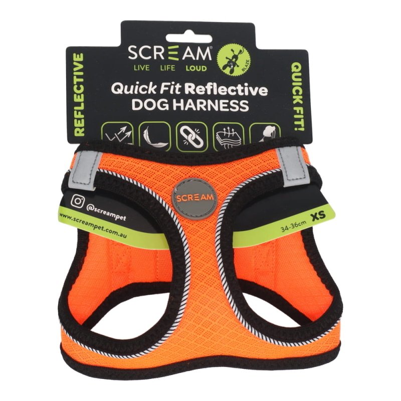 Scream Small Dog Quick Fit Reflective Dog Harness Xsmall