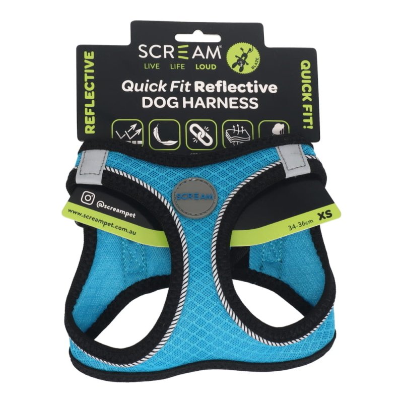 Scream Small Dog Quick Fit Reflective Dog Harness Xsmall
