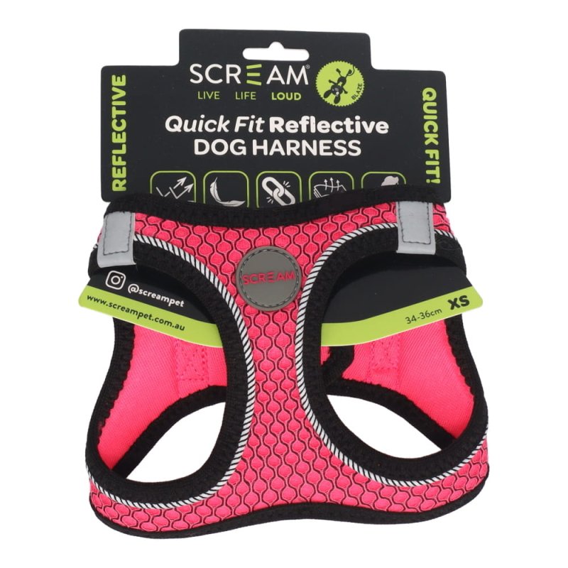 Scream Small Dog Quick Fit Reflective Dog Harness Xsmall