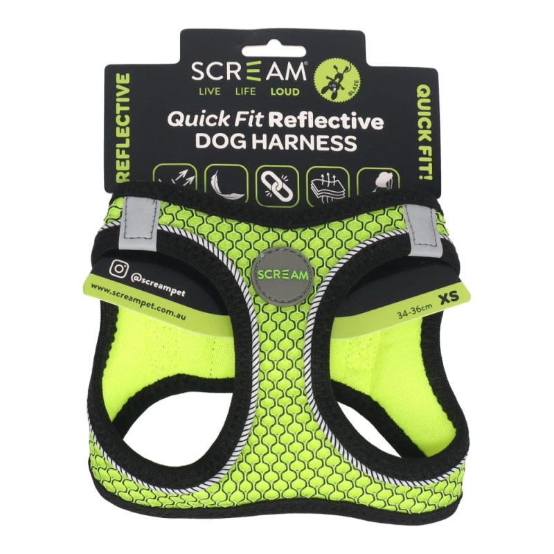 Scream Small Dog Quick Fit Reflective Dog Harness Xsmall