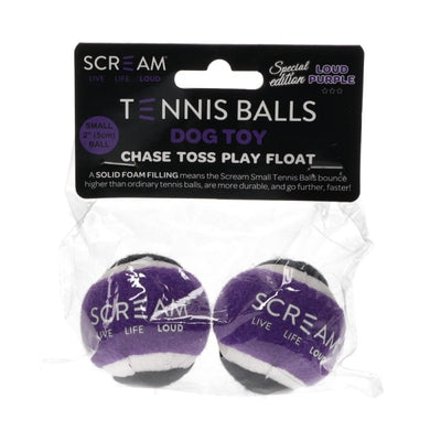 Scream Tennis Ball Loud Purple/Black 2Pk - Just For Pets Australia