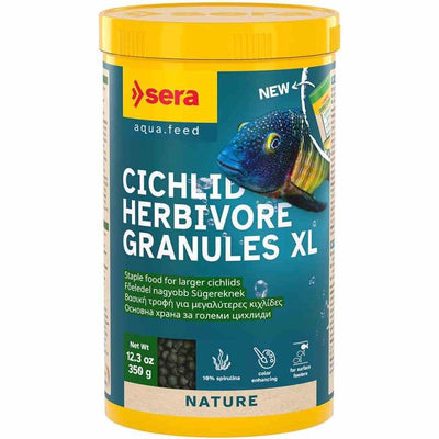 Sera Cichlid Herbivore Granules Xl 1000ml (350g) (1cm) - Just For Pets Australia