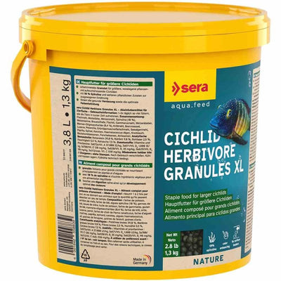Sera Cichlid Herbivore Granules Xl 3.8l (1.3kg) (2cm) - Just For Pets Australia