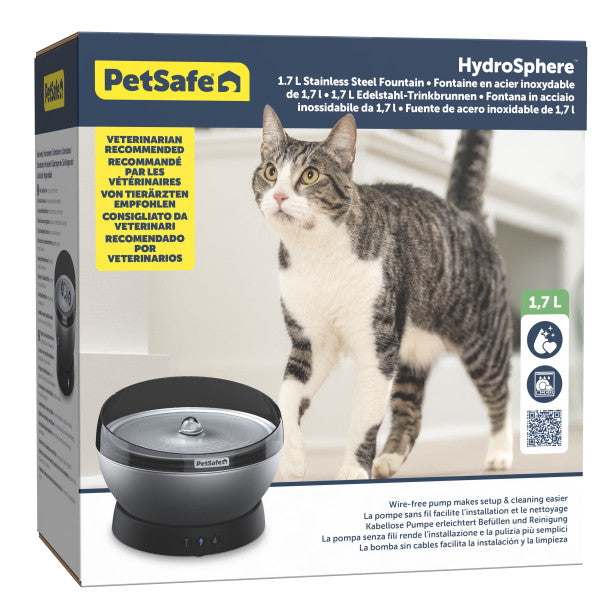 PetSafe HydroSphere 1.7L Stainless Steel Pet Fountain