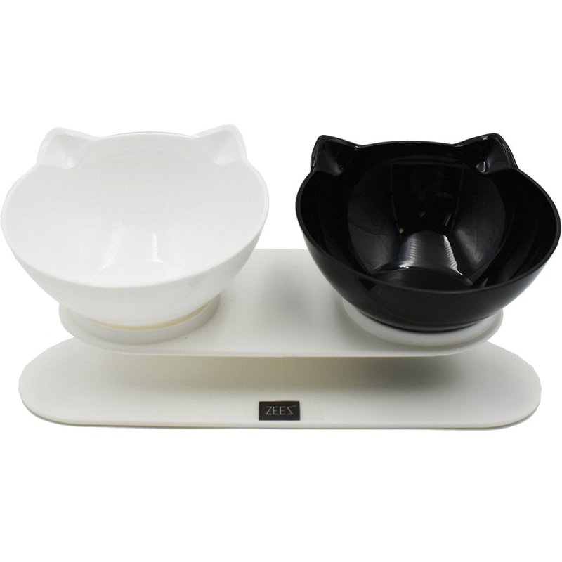 Zeez Double Elevated Tilted Cat Bowl 2 X 250ml