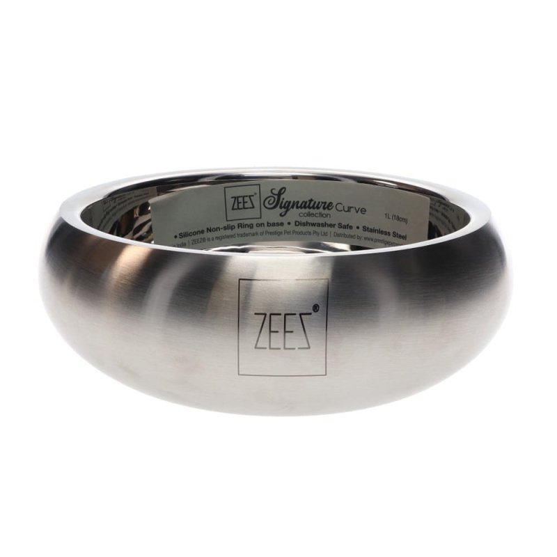 Zeez Signature Collection Ss Curved Pet Bowl