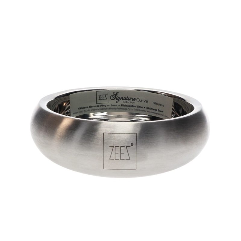 Zeez Signature Collection Ss Curved Pet Bowl