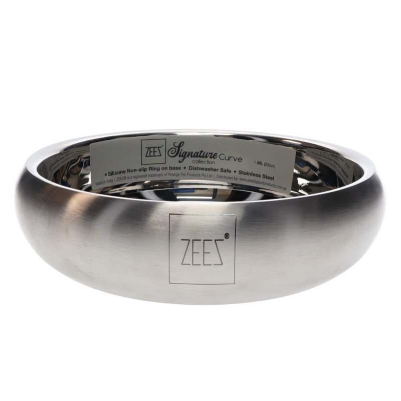 Zeez Signature Collection Ss Curved Pet Bowl