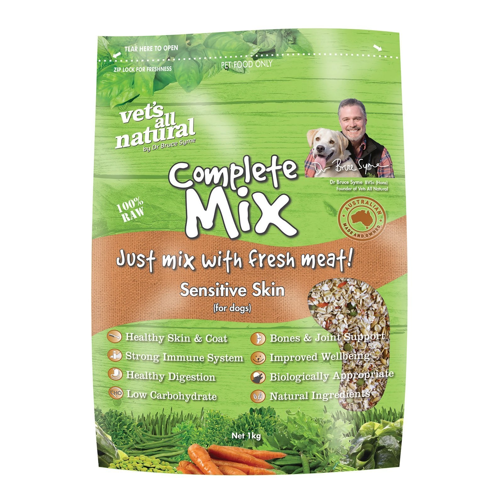 Vets All Natural Complete Mix Sensitive Skin Raw Dog Food