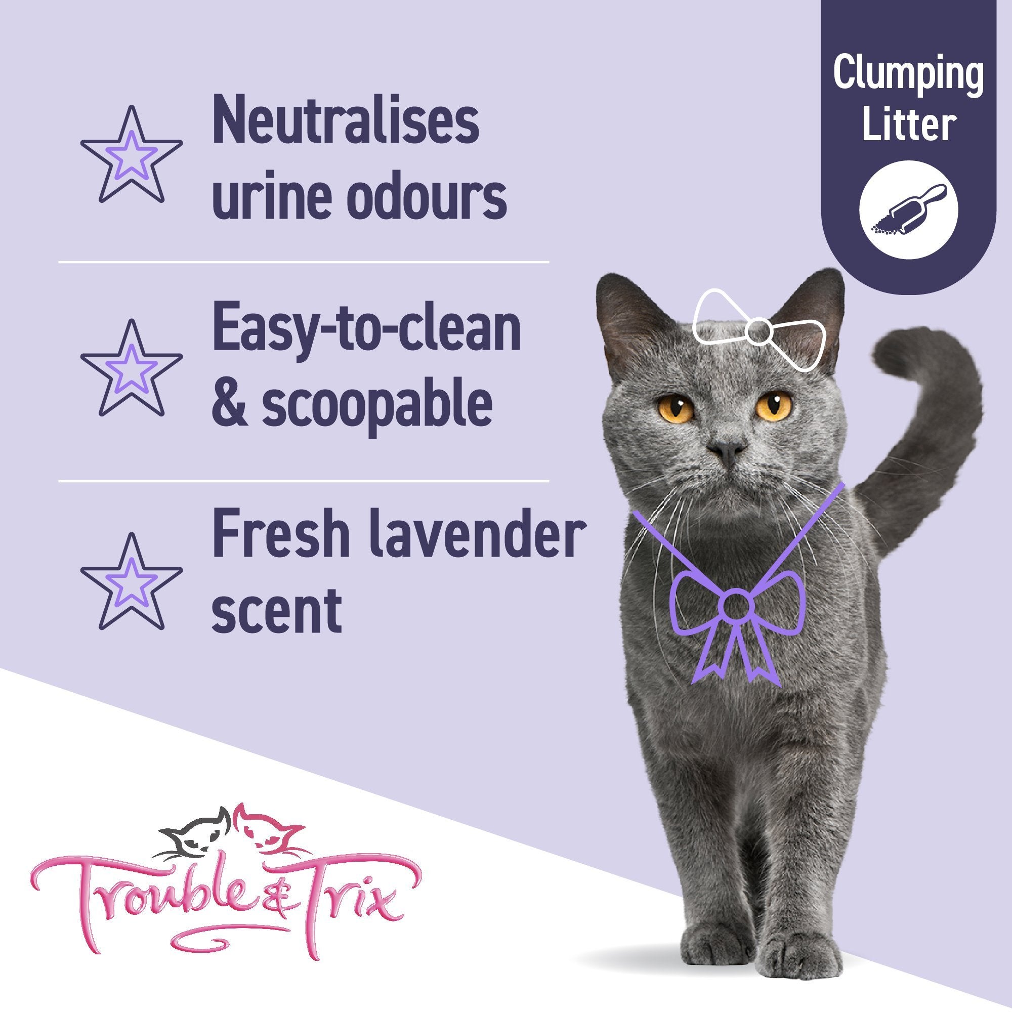 Trouble & Trix Clumping Odour Neutralising Lavender Litter