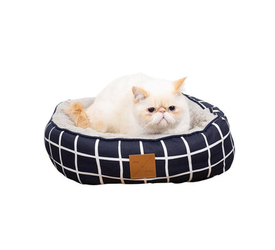 Mog & Bone Reversible Cat Bed - Navy Check Print - Just For Pets Australia