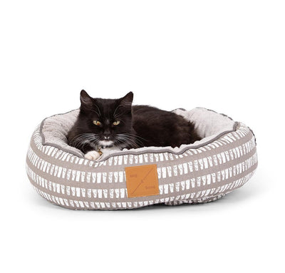 Mog & Bone Reversible Cat Bed - Latte Inverse Mosaic Print - Just For Pets Australia