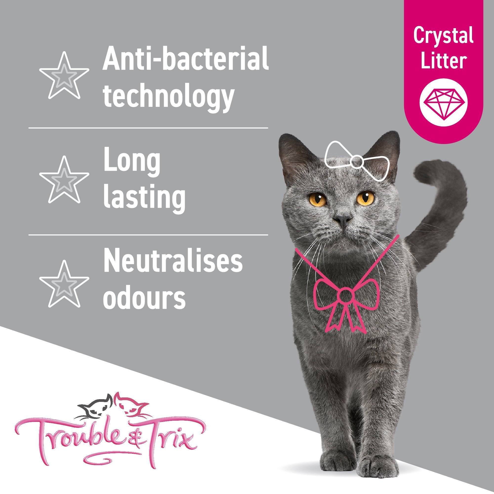 Trouble & Trix Antibacterial Crystal Litter 15L