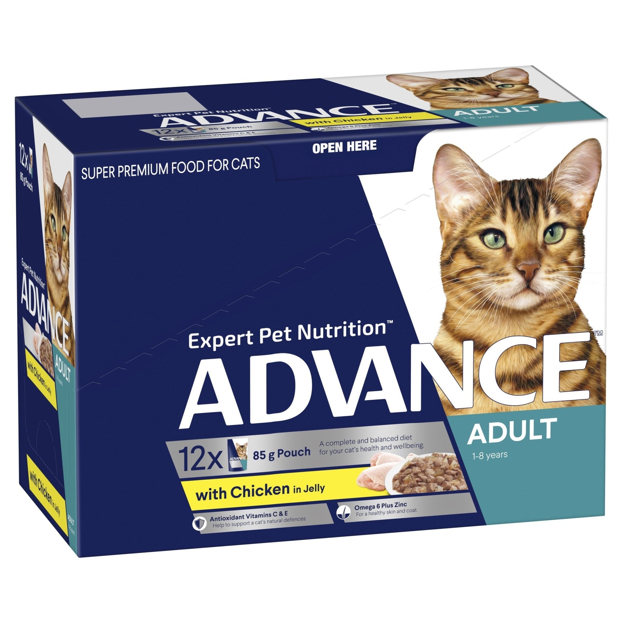 ADVANCE Adult Wet Cat Food Chicken In Jelly 12x85g Pouches