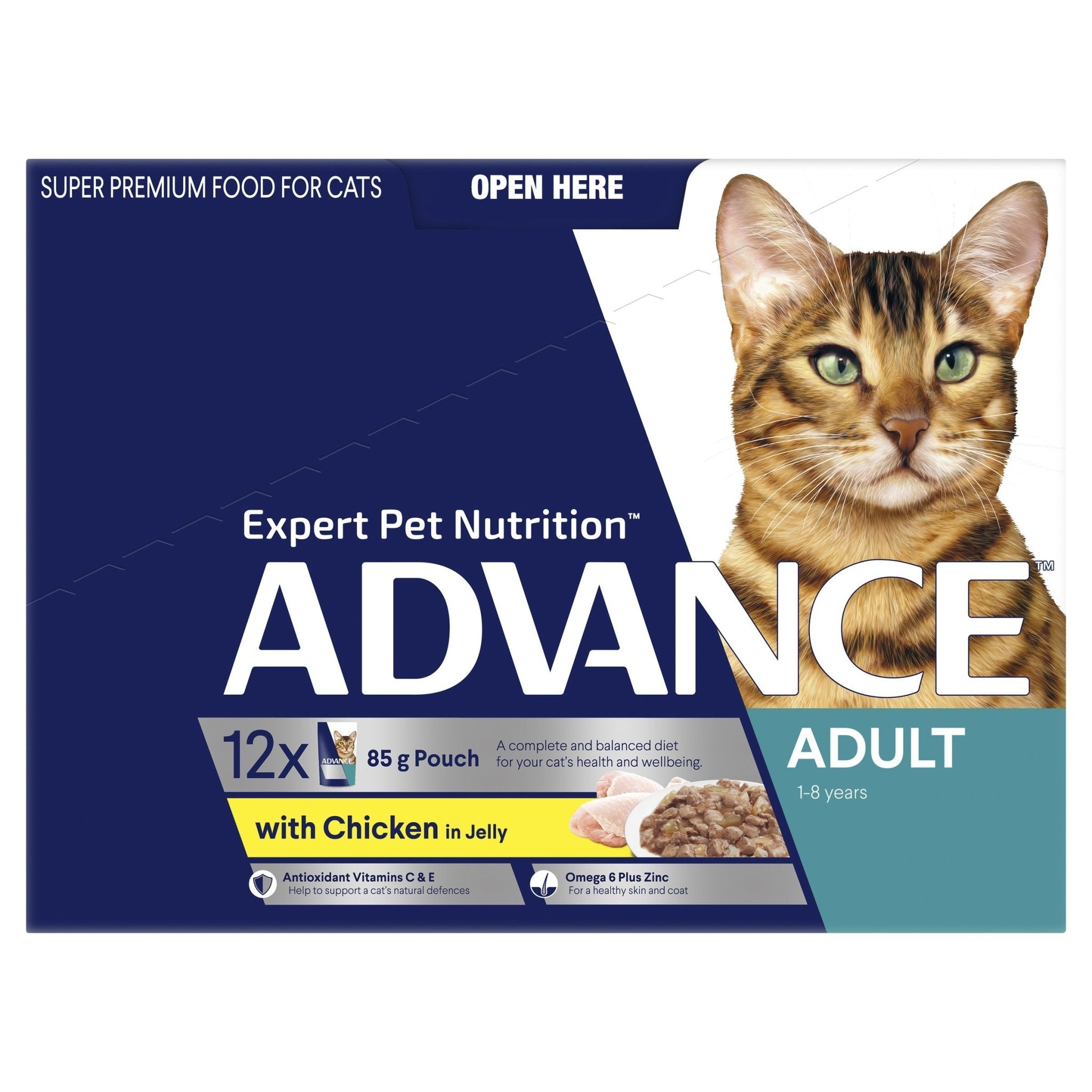 ADVANCE Adult Wet Cat Food Chicken In Jelly 12x85g Pouches