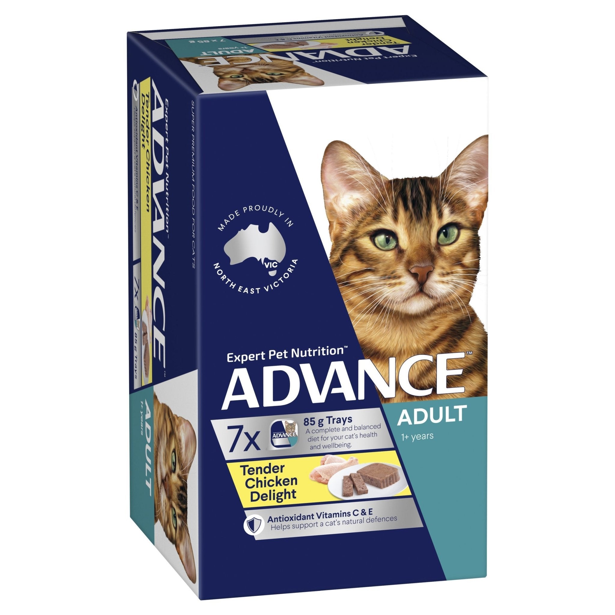 ADVANCE Adult Wet Cat Food Tender Chicken Delight 7x85g Trays