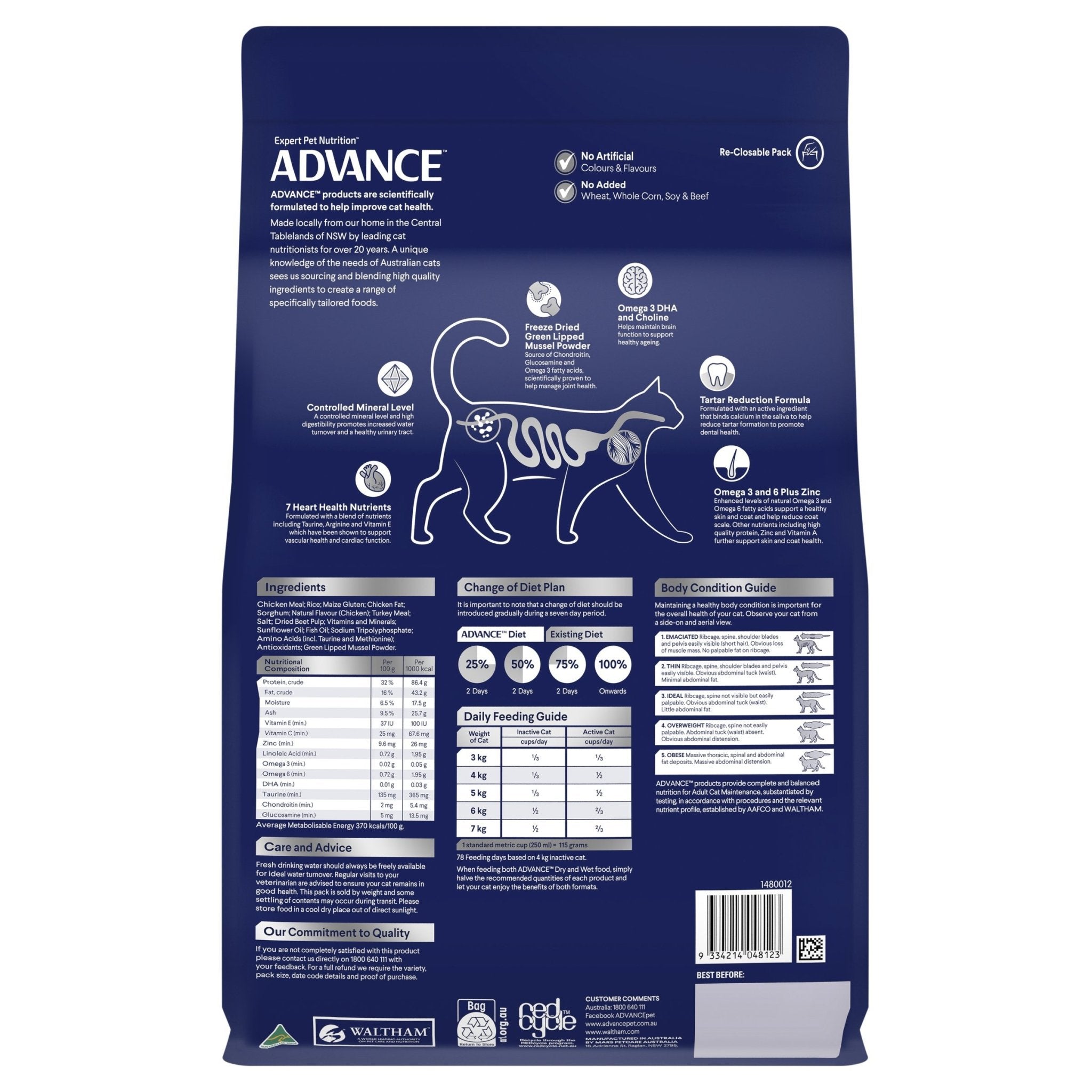 ADVANCE Healthy Ageing Dry Cat Food Chicken with Rice 3kg Bag