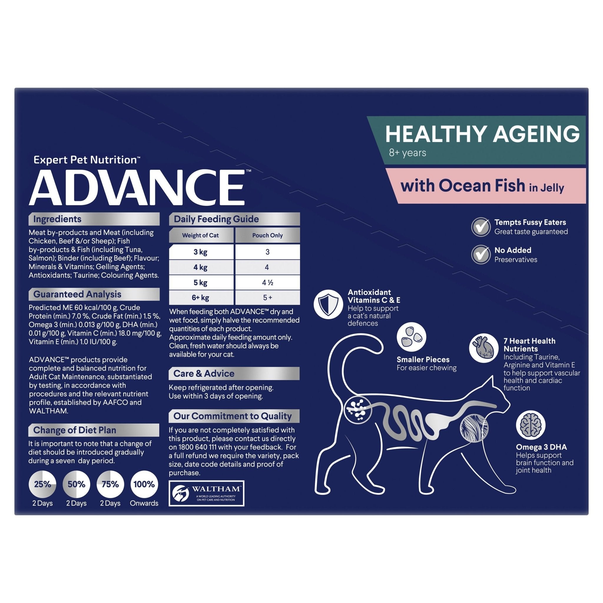ADVANCE Healthy Ageing Wet Cat Food Ocean Fish In Jelly 12x85g Pouches