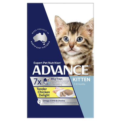 ADVANCE Kitten Wet Cat Food Tender Chicken Delight 7x85g Trays - Just For Pets Australia