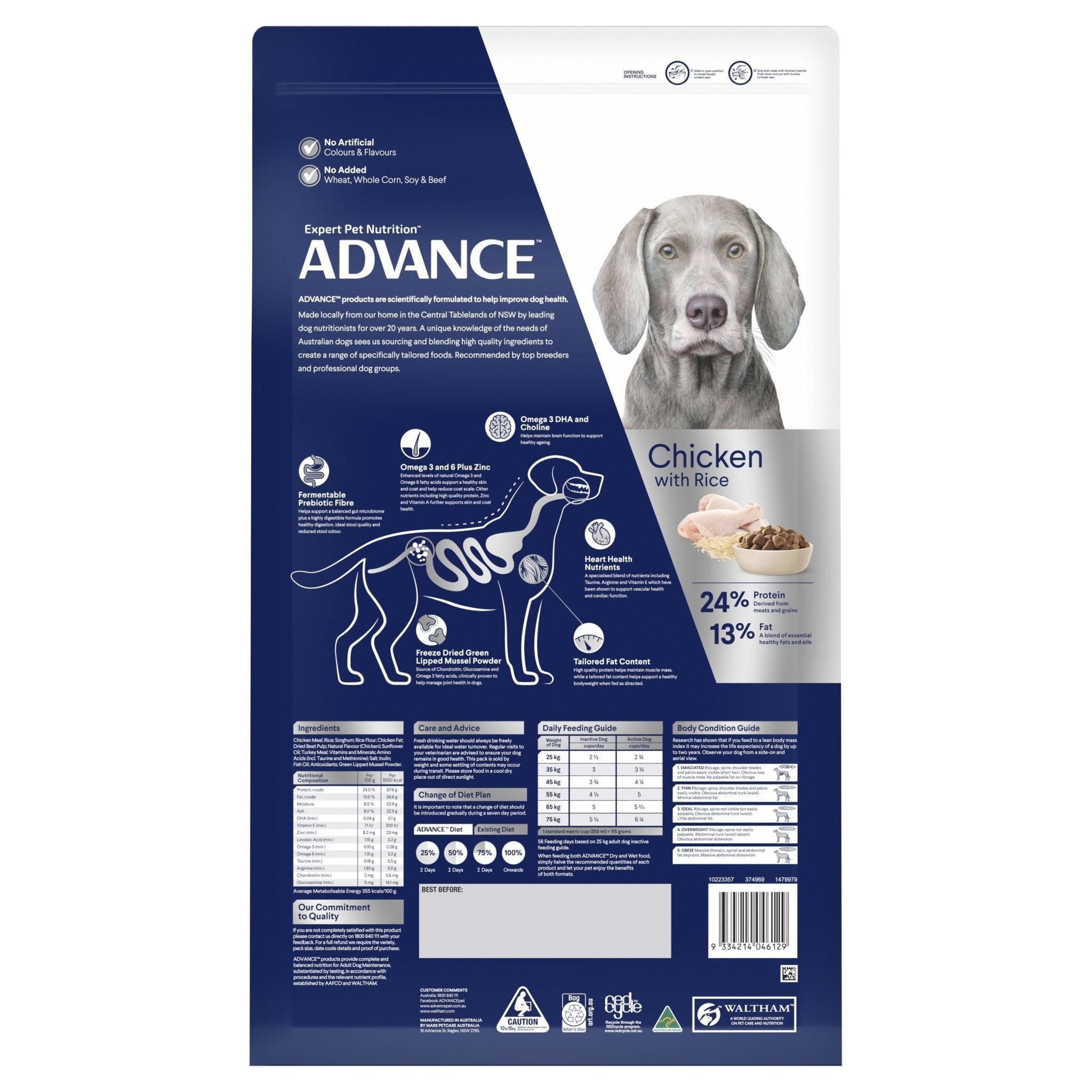 ADVANCE Large Healthy Ageing Dry Dog Food Chicken with Rice 15kg Bag