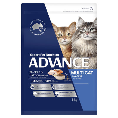 ADVANCE Multi Cat Dry Cat Food Chicken & Salmon with Rice - Just For Pets Australia