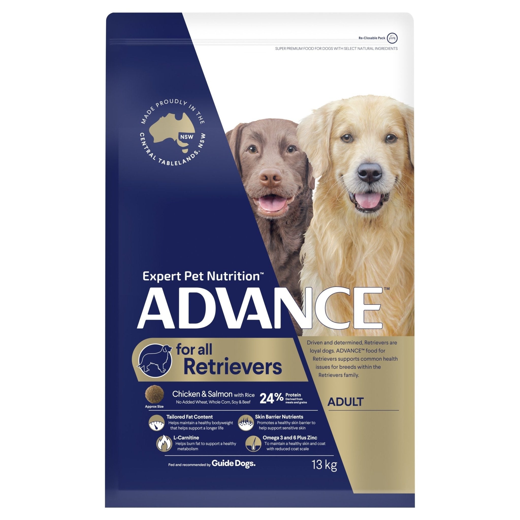 ADVANCE Retrievers Dry Dog Food Chicken & Salmon with Rice 13kg Bag