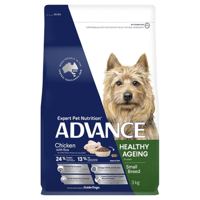 ADVANCE Small Healthy Ageing Dry Dog Food Chicken with Rice 3kg Bag - Just For Pets Australia