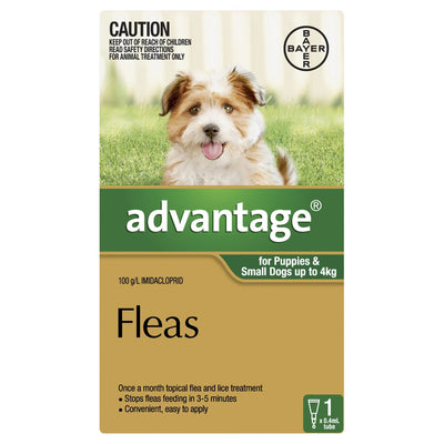 Advantage Fleas for Puppies & Small Dogs up to 4kg - Just For Pets Australia