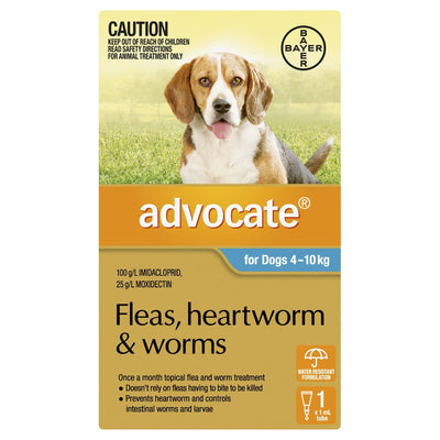 Advocate Fleas, Heartworm & Worms For Dogs 4 - 10kg - Just For Pets Australia