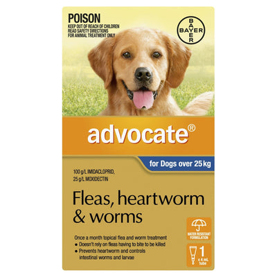 Advocate Fleas, Heartworm & Worms For Dogs Over 25kg - Just For Pets Australia